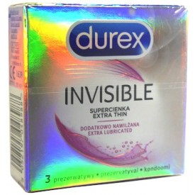 DUREX INVISIBLE prezerwatywy 3szt THIN NAWILŻENIE +
