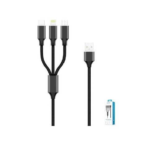  Kabel 3w1 Forever - Lightning +USB-C + MicroUSB
