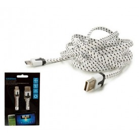 Kabel micro USB 2 m Grundig nylonowy biało-czarny